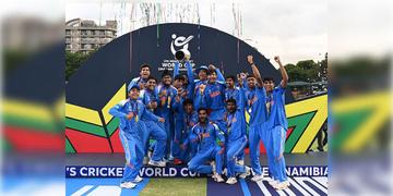 Read more about - India's Under-19 team | ষষ্ঠবার ব্রিটিশ বধ ভারতের ছোটদের, ইংল্যান্ডকে ১০০ রানে হারিয়ে বিশ্বচ্যাম্পিয়ন অনূর্ধ্ব-১৯!